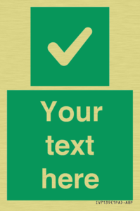 Custom green background, green square with tick sign